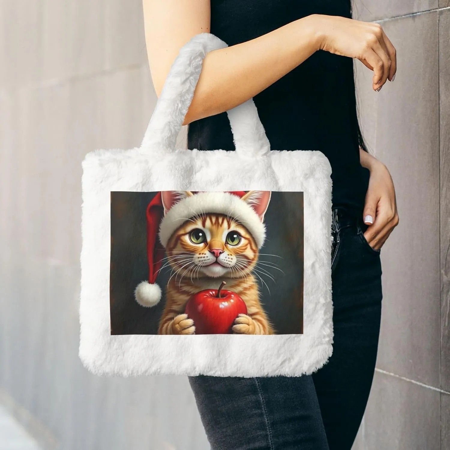 Furry Purse for Women, Plush Shoulder Handbag Faux Fur Bag Fluffy Tote Bag, Winter Tote Handbag