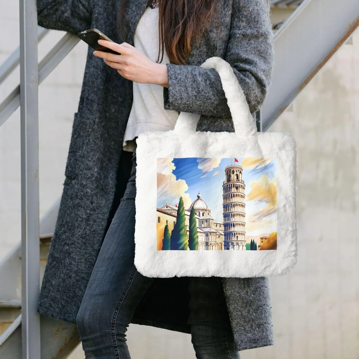 Furry Purse for Women, Plush Shoulder Handbag Faux Fur Bag Fluffy Tote Bag, Winter Tote Handbag