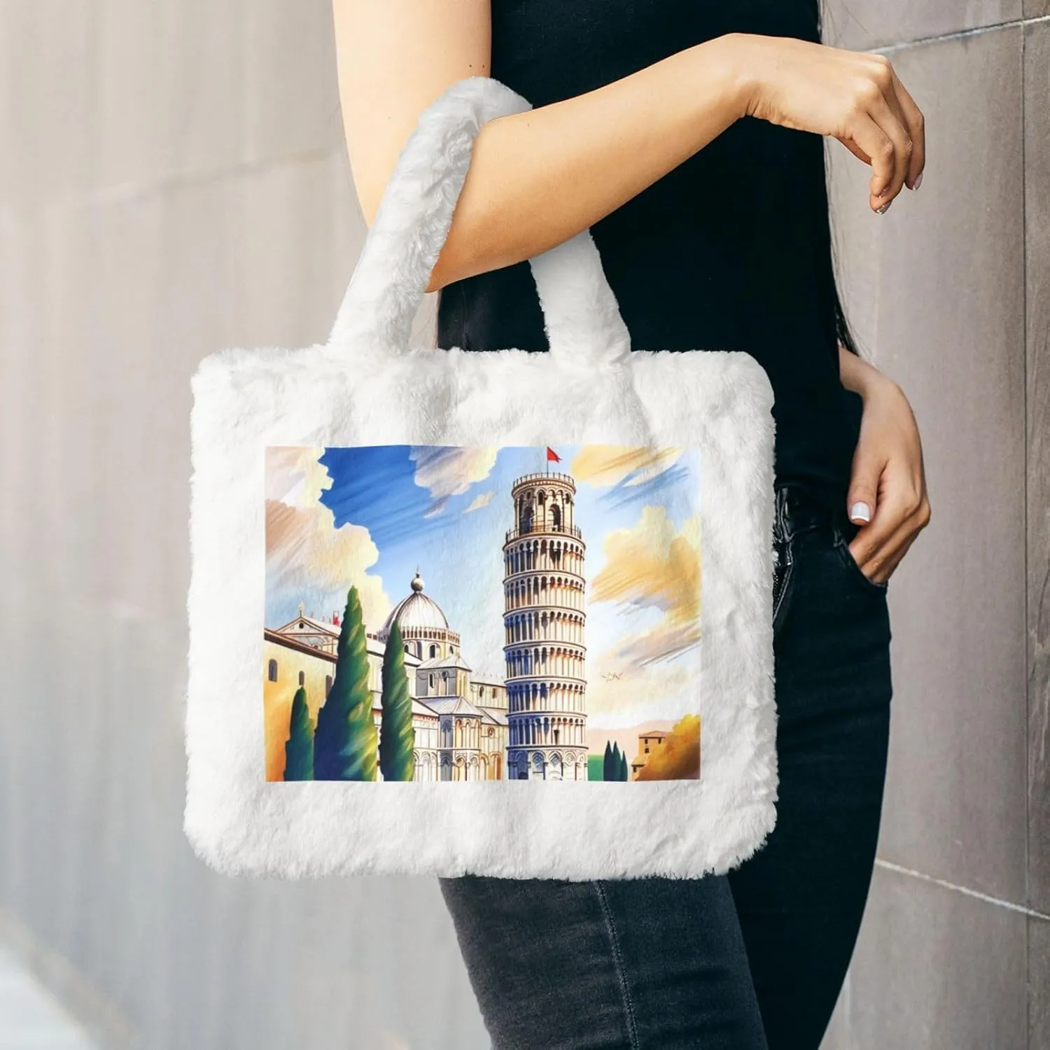 Furry Purse for Women, Plush Shoulder Handbag Faux Fur Bag Fluffy Tote Bag, Winter Tote Handbag