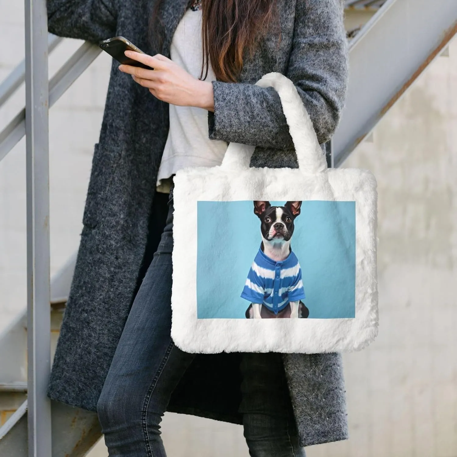 Furry Purse for Women, Plush Shoulder Handbag Faux Fur Bag Fluffy Tote Bag, Winter Tote Handbag