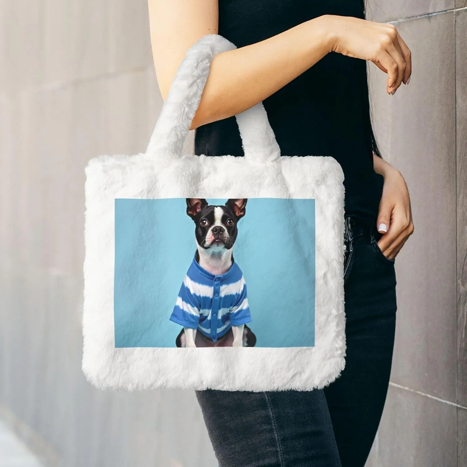 Furry Purse for Women, Plush Shoulder Handbag Faux Fur Bag Fluffy Tote Bag, Winter Tote Handbag