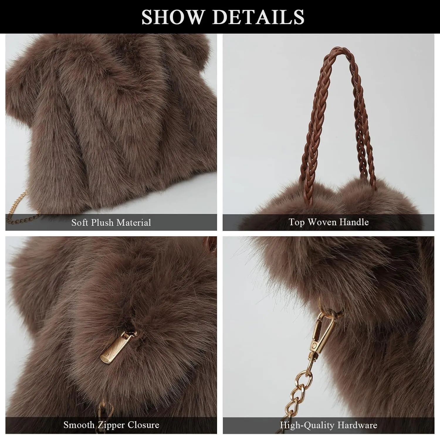 Furry Purse Winter Fluffy Bags for Women Fuzzy Tote Bag Handbags Faux Fur Bag Fluffy Shoulder Crossbody Bag