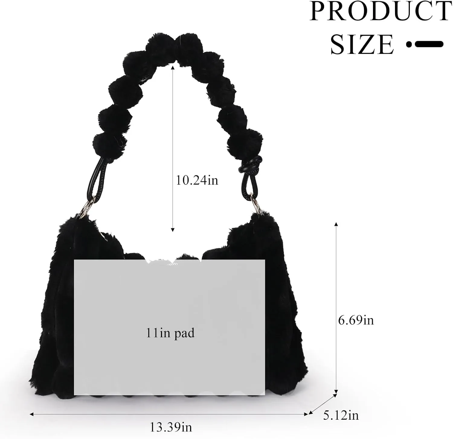 Furry Purse Y2K Fluffy Bags Faux Fur Purses for Women Fuzzy Tote Bag Plush Shoulder Handbags