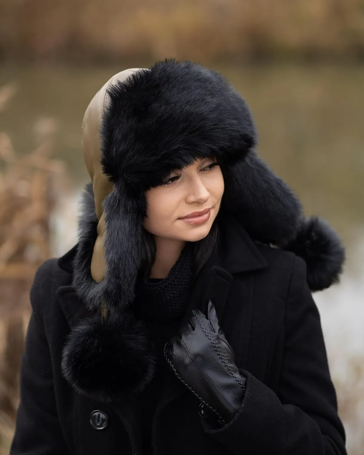 Futrzane Aviator Hat - Winter Trapper Hats for Women - Warm Russian Bomber Hat