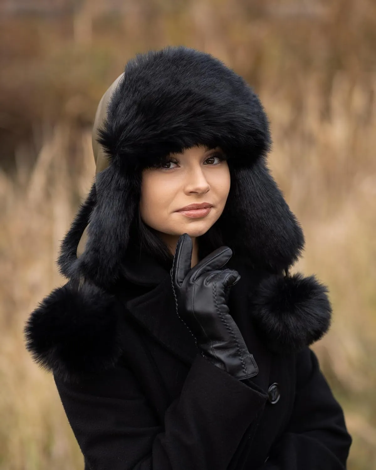 Futrzane Aviator Hat - Winter Trapper Hats for Women - Warm Russian Bomber Hat