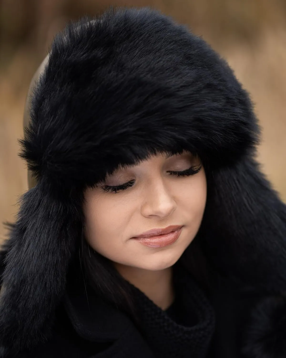 Futrzane Aviator Hat - Winter Trapper Hats for Women - Warm Russian Bomber Hat