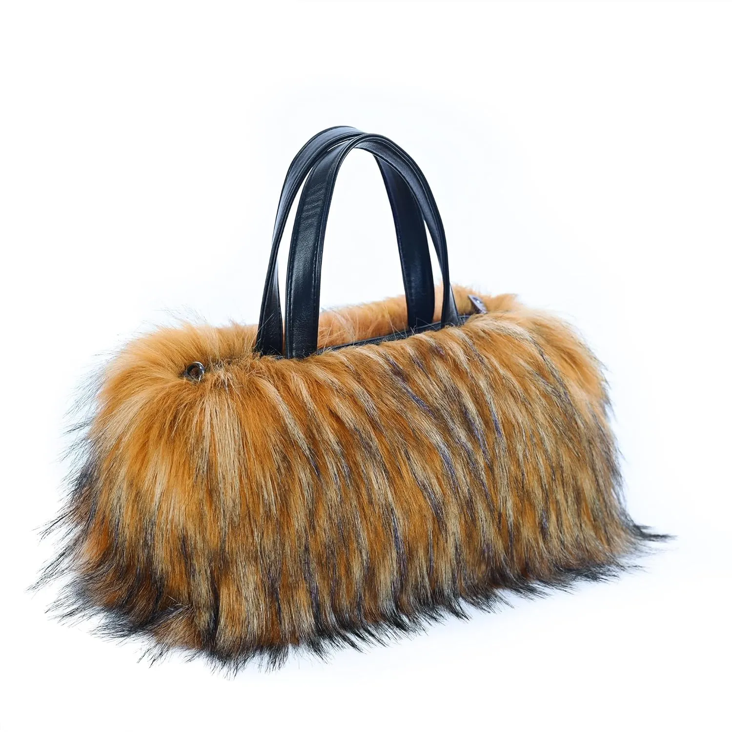 Fuzzy Faux Fluffy Fur Purse for Women, Brown Tote Bag Shoulder Handbags