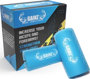 Gainz - Thick Grips Dumbell/Barbell Weight Lifting Adapters - Grow Bigger Biceps - Training, Bodybuilding (Set of 2)