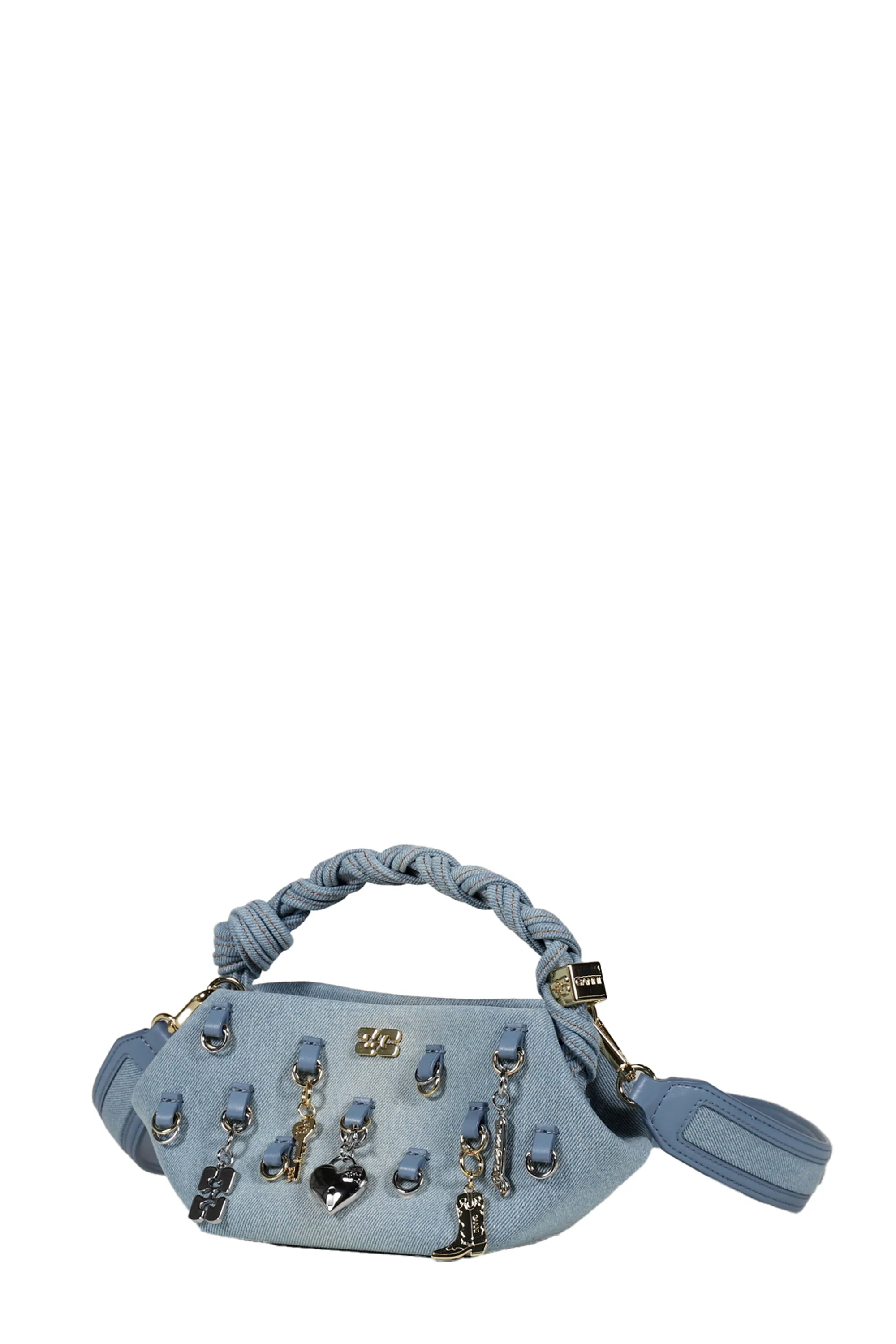 GANNI BOU BAG MINI WASHED DENIM CHARMS / FADED DENIM