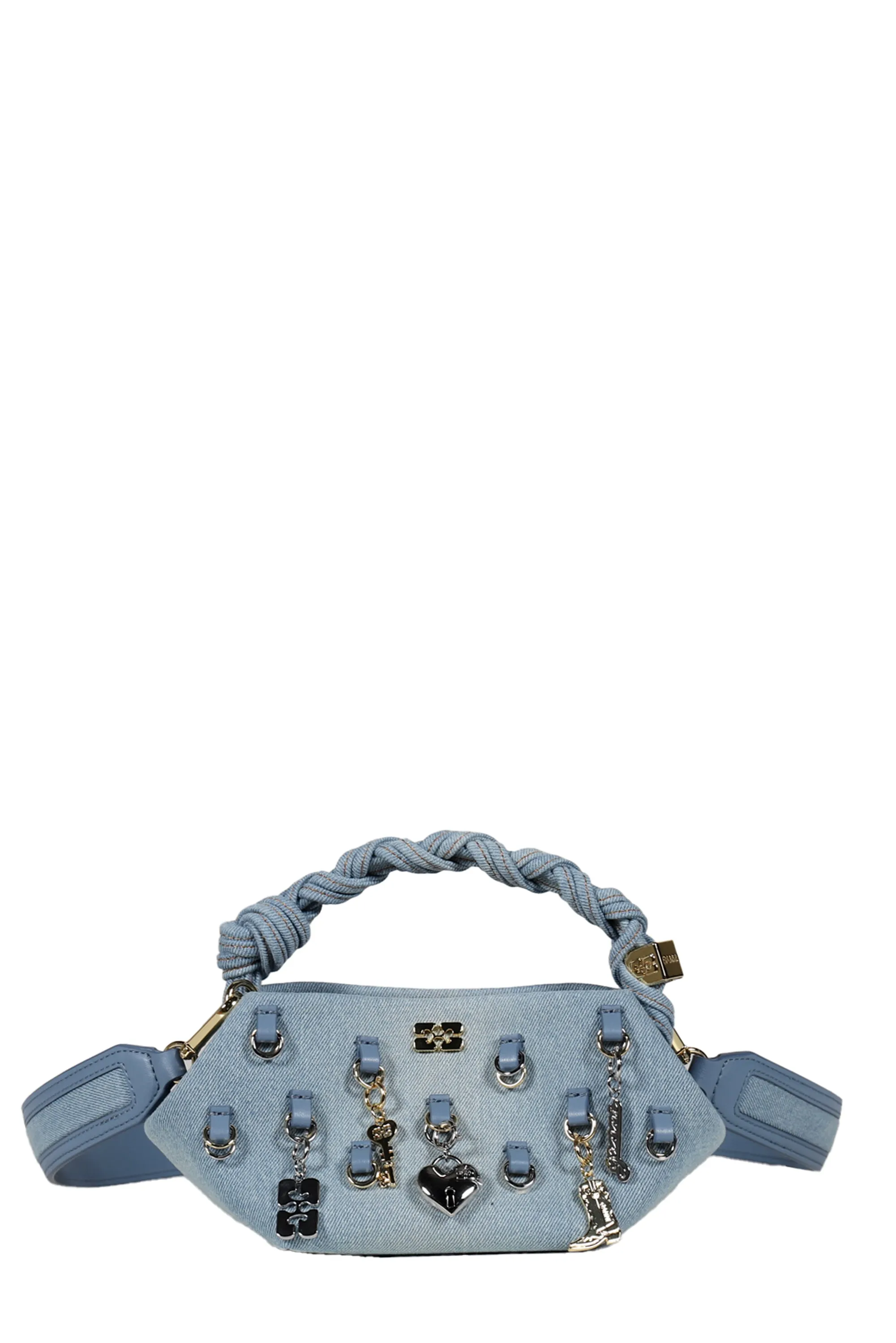 GANNI BOU BAG MINI WASHED DENIM CHARMS / FADED DENIM