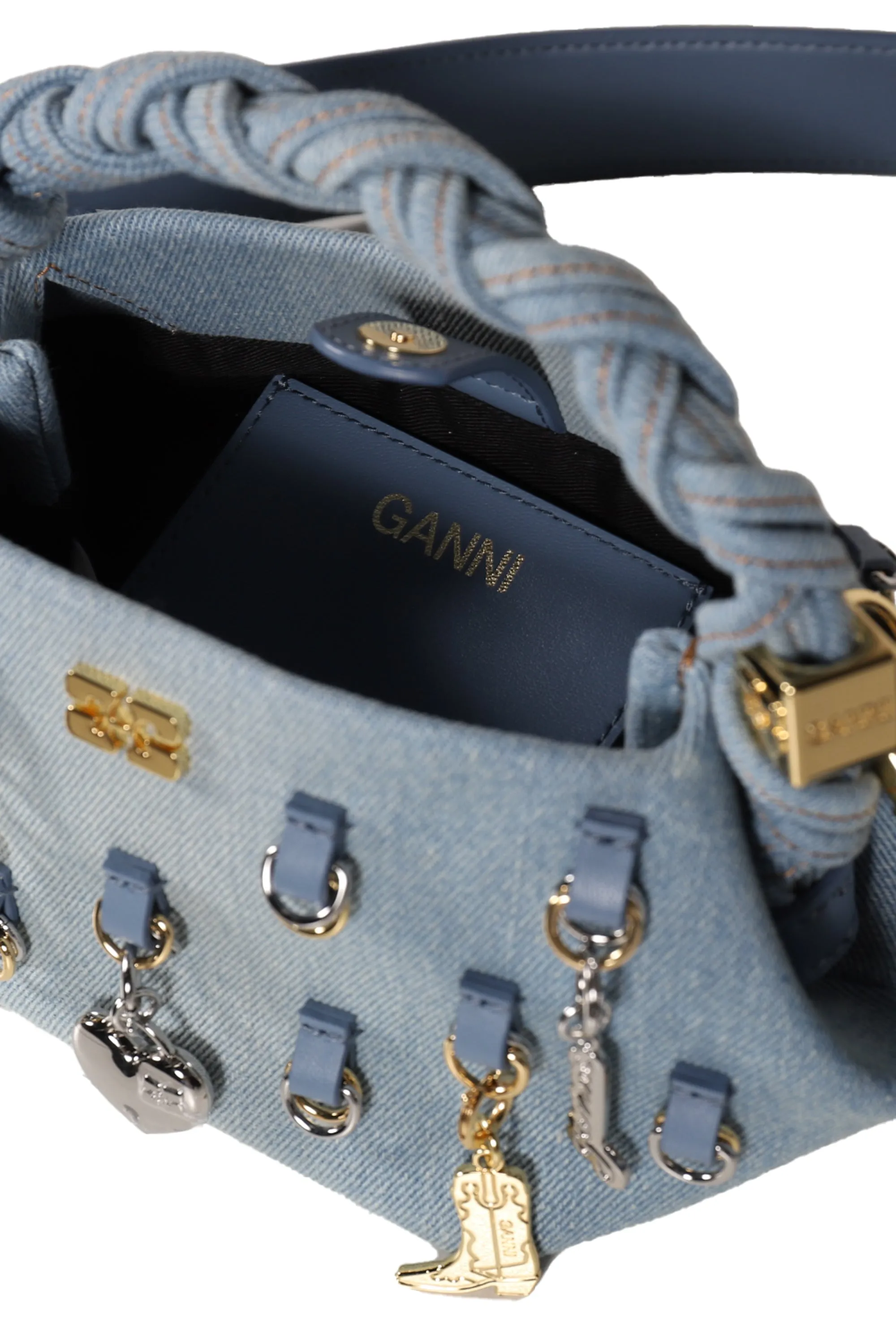 GANNI BOU BAG MINI WASHED DENIM CHARMS / FADED DENIM