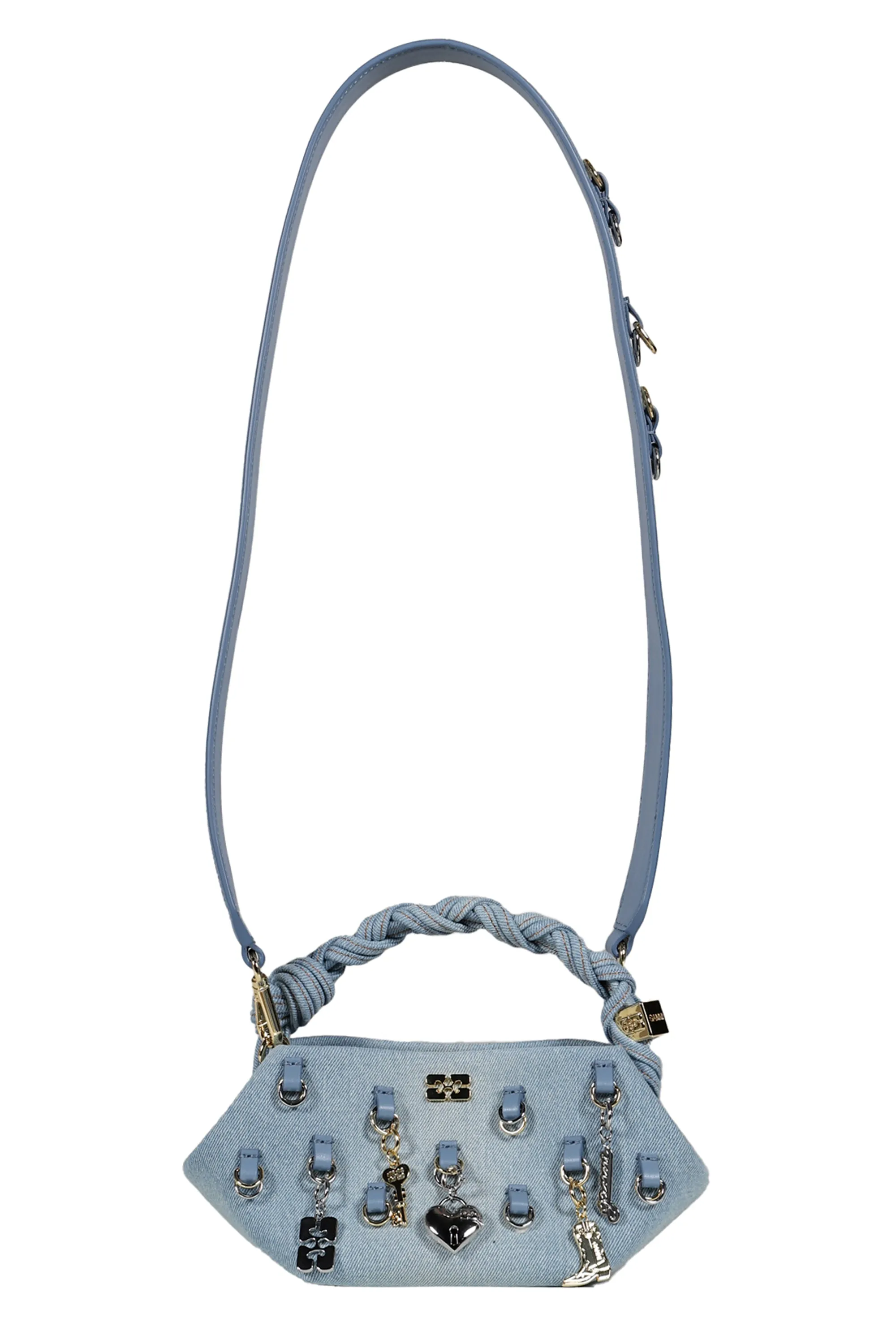 GANNI BOU BAG MINI WASHED DENIM CHARMS / FADED DENIM