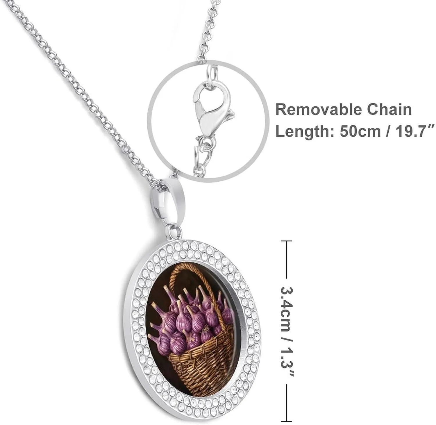 Garlic in Flower Basket Multicolored Alloy Diamond Choker Necklace Round Patterned Pendants Necklace Fashion Jewelry Gift for Her Mom And Wife