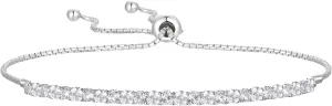 Gemstone and Lab-Created White Sapphire Adjustable Bolo Bracelet, Sterling Silver, Easy-On Easy-Off (6, 7 and 8 inch Wrist Size)
