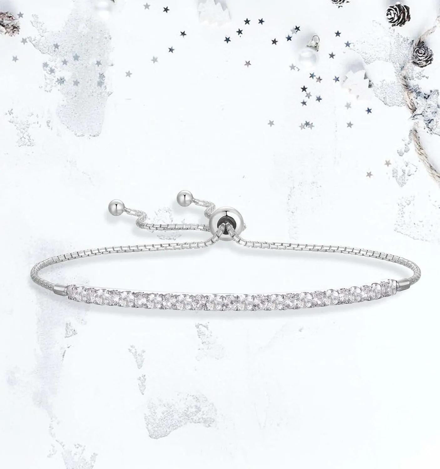 Gemstone and Lab-Created White Sapphire Adjustable Bolo Bracelet, Sterling Silver, Easy-On Easy-Off (6, 7 and 8 inch Wrist Size)