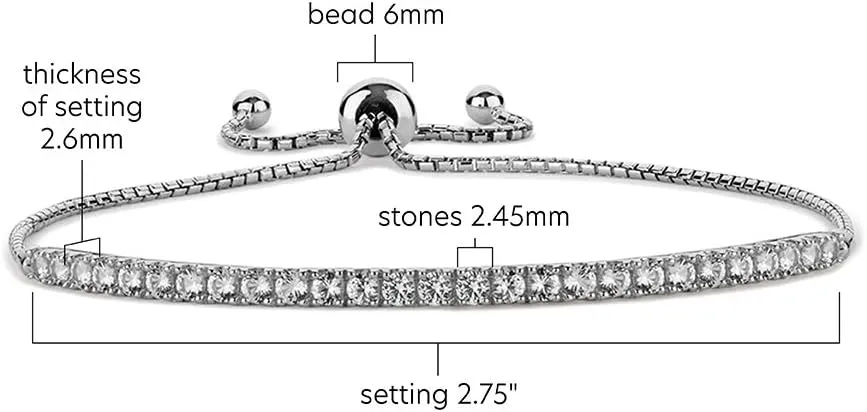Gemstone and Lab-Created White Sapphire Adjustable Bolo Bracelet, Sterling Silver, Easy-On Easy-Off (6, 7 and 8 inch Wrist Size)