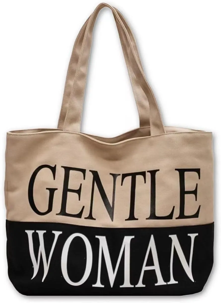 Gentle Woman Tote Bag Canvas Handbags Handheld Shoulder Bag with Zipper Purse Compartment for School Office Travel