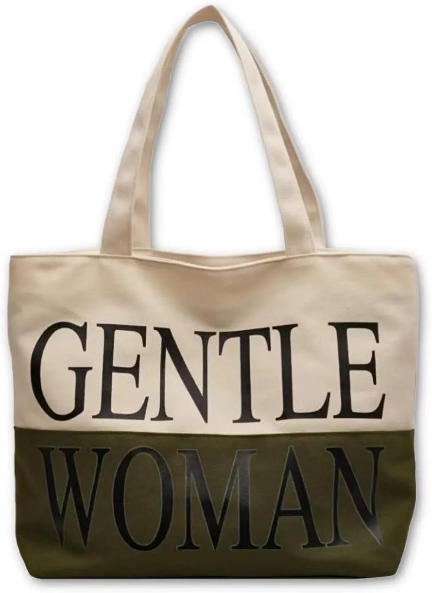 Gentle Woman Tote Bag Canvas Handbags Handheld Shoulder Bag with Zipper Purse Compartment for School Office Travel