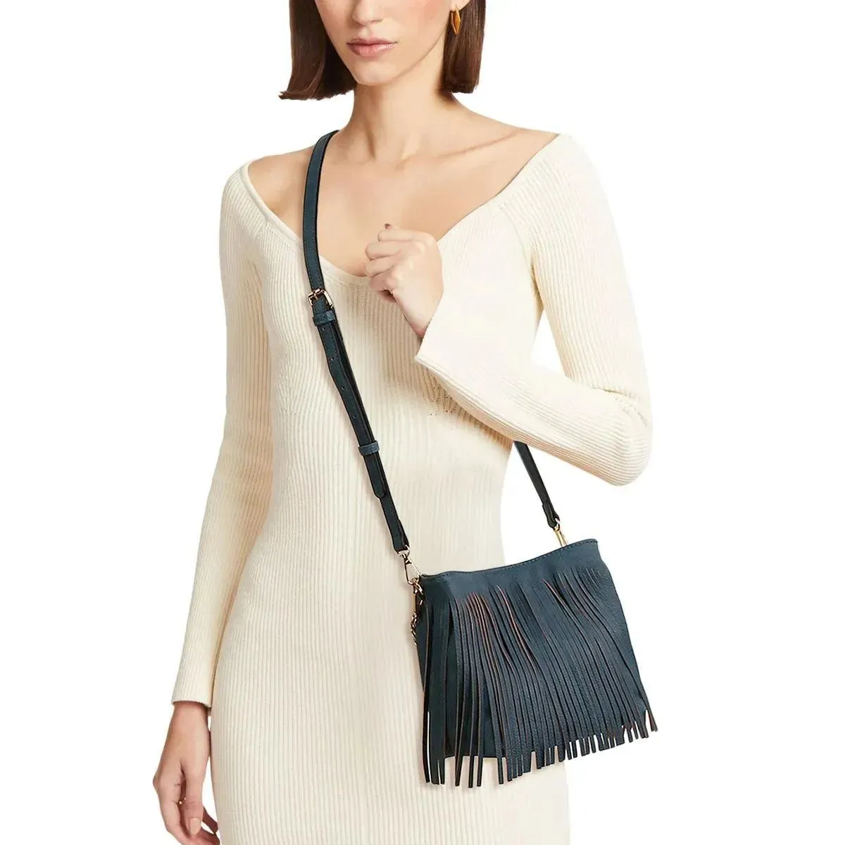 Get the Perfect Denim-blue Faux Leather Fringe Handbag for Women