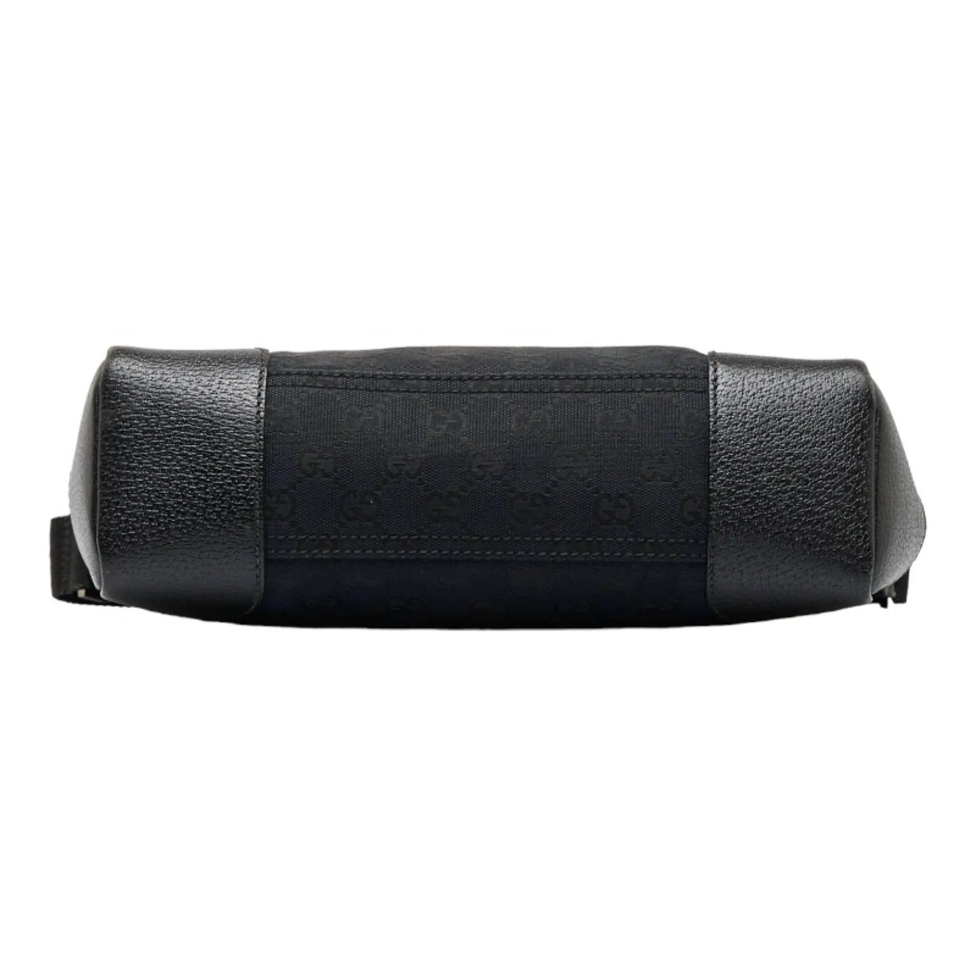 GG Bag Handcrafted Elegant Black Canvas 114273 GUCCI Leather Shoulder Women's
