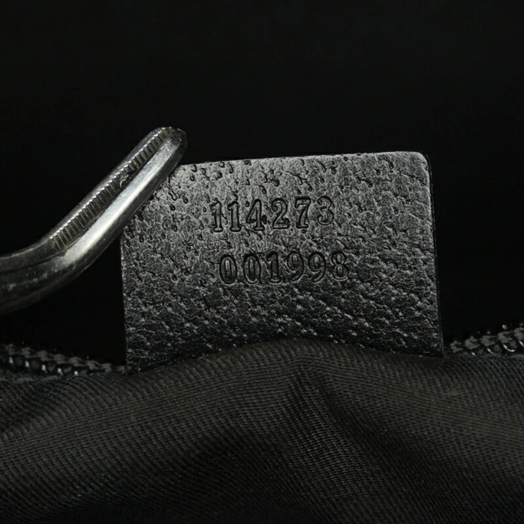 GG Bag Handcrafted Elegant Black Canvas 114273 GUCCI Leather Shoulder Women's