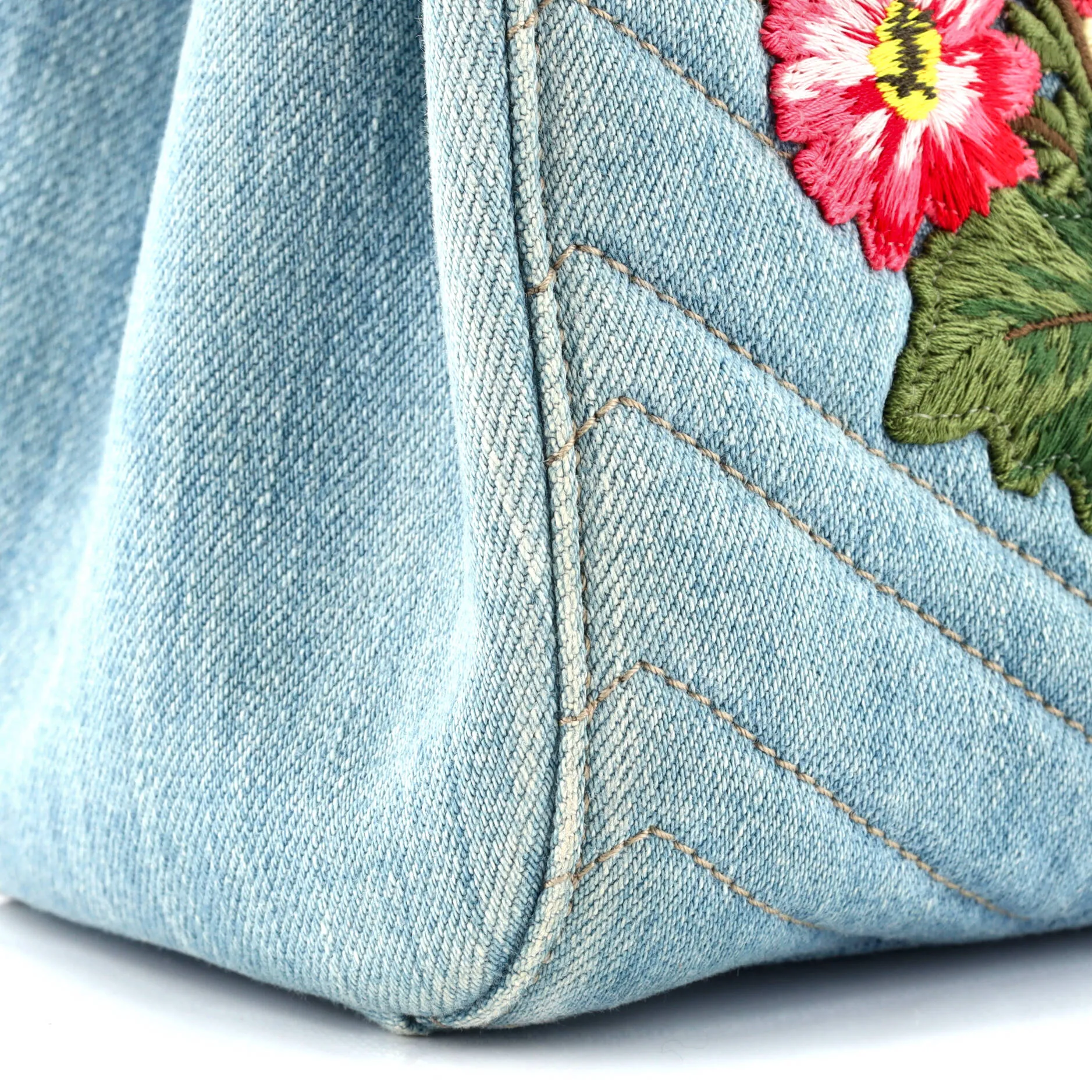 GG Marmont Tote Embroidered Matelasse Denim Small