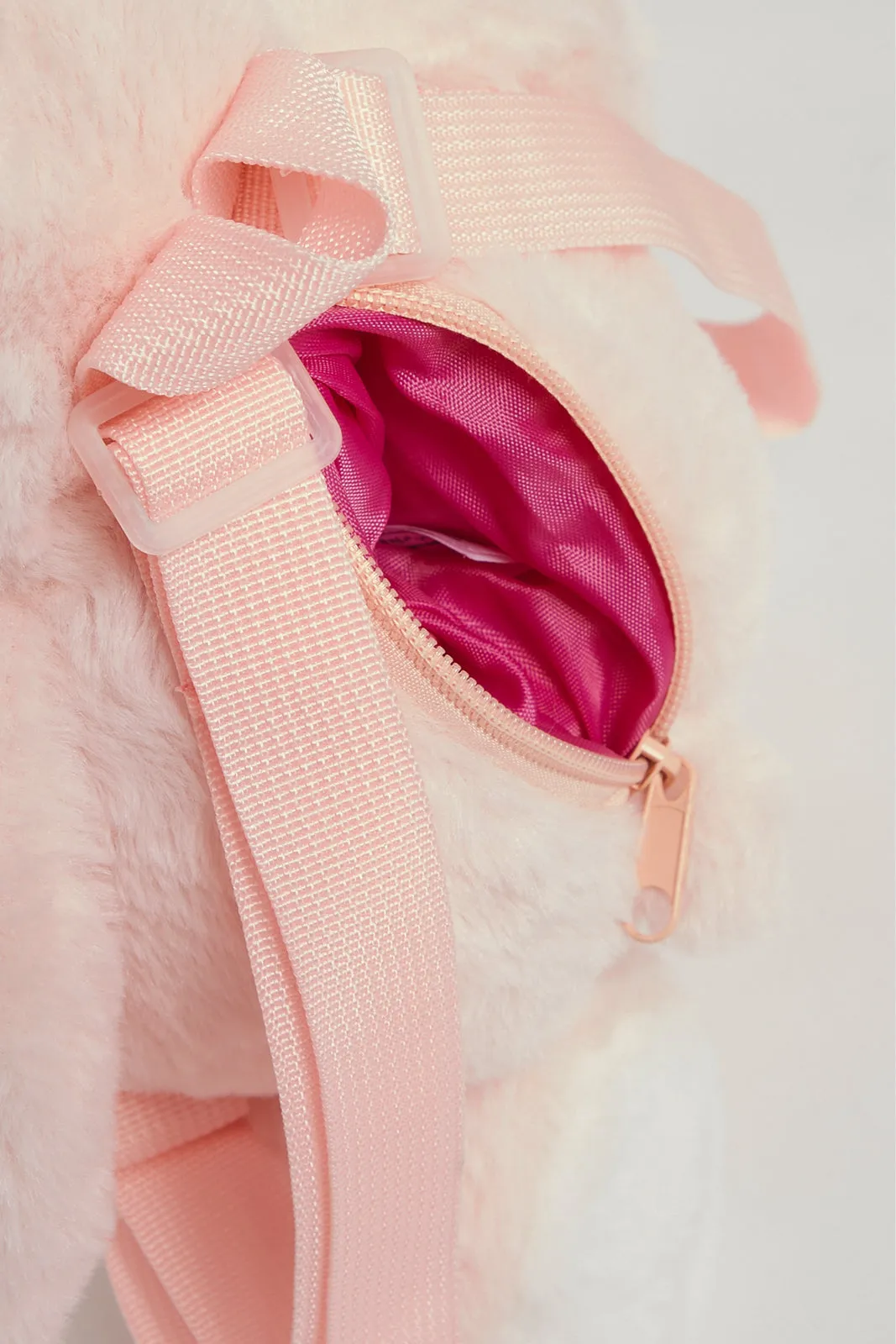 Girls Pink Faux Fur Cross Body Bag