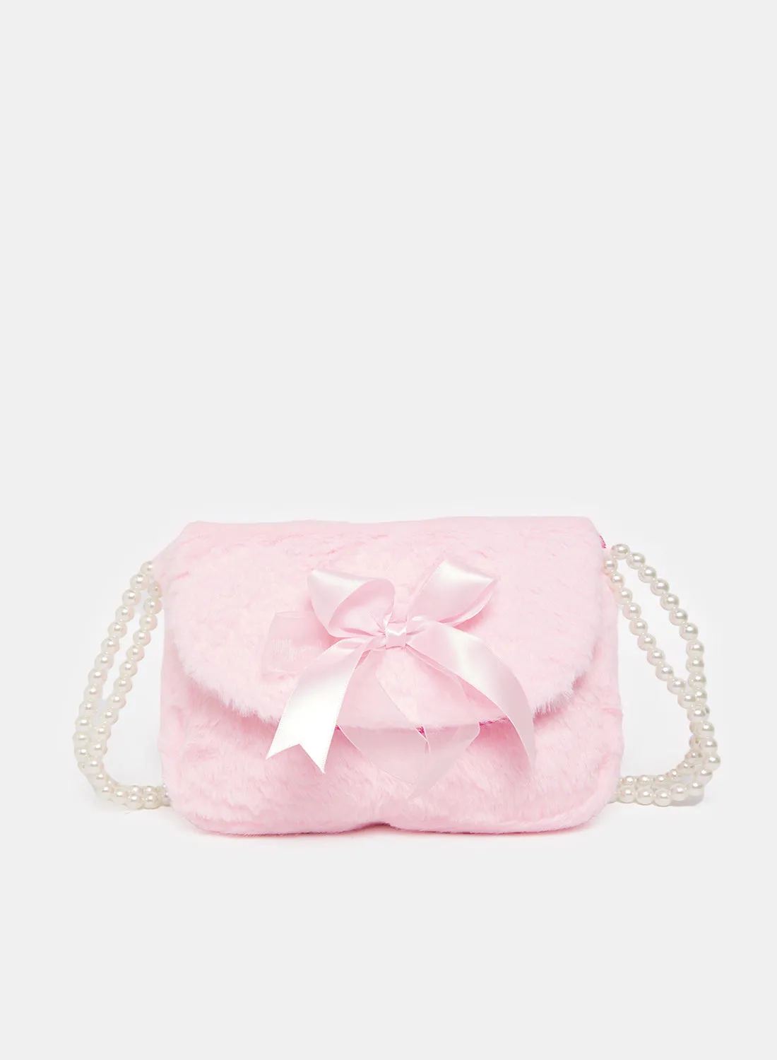 Girls Pink Faux Fur Cross Body Bag