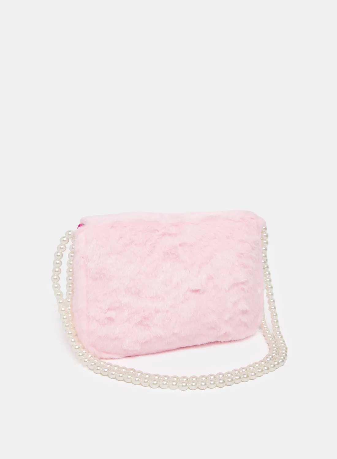 Girls Pink Faux Fur Cross Body Bag