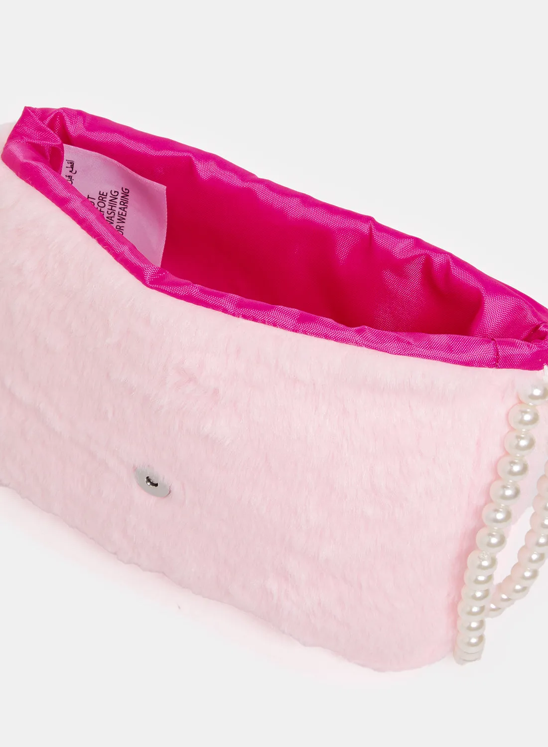 Girls Pink Faux Fur Cross Body Bag