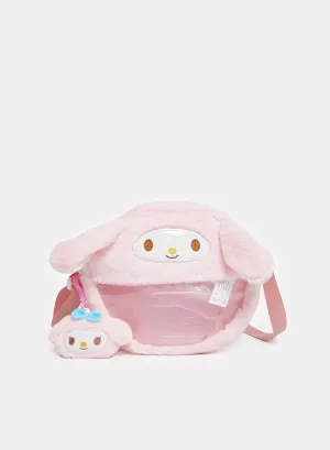 Girls Pink Faux Fur Cross Body Bag