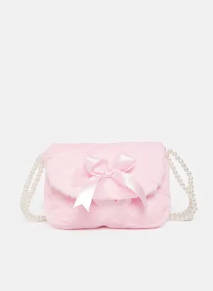 Girls Pink Faux Fur Cross Body Bag