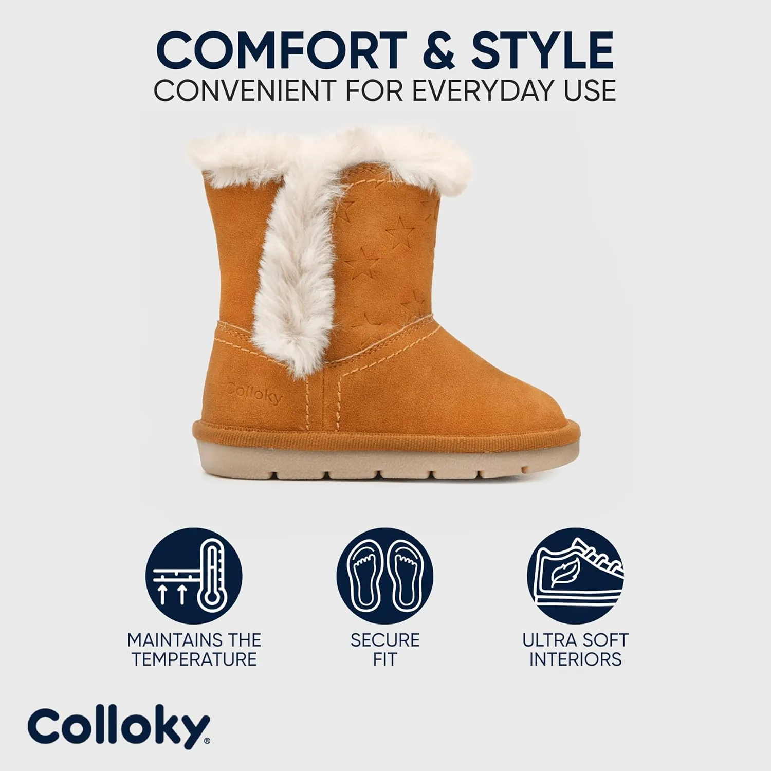 Girls Winter Boots – Faux Fur Lining, Durable Eco-Leather, Easy Hook-and-Loop Closure, Stylish and Warm for Toddlers