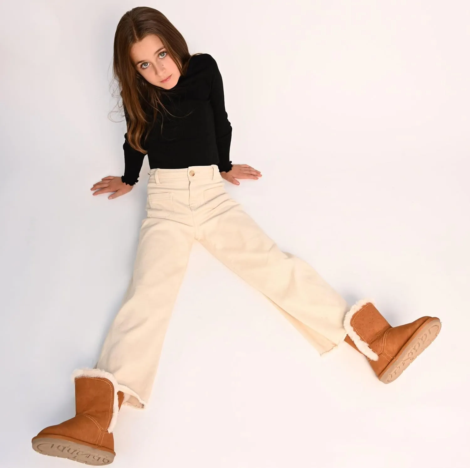 Girls Winter Boots – Faux Fur Lining, Durable Eco-Leather, Easy Hook-and-Loop Closure, Stylish and Warm for Toddlers