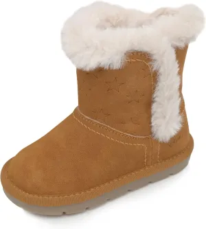 Girls Winter Boots – Faux Fur Lining, Durable Eco-Leather, Easy Hook-and-Loop Closure, Stylish and Warm for Toddlers