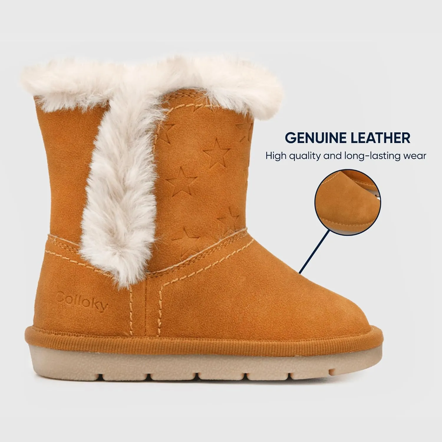 Girls Winter Boots – Faux Fur Lining, Durable Eco-Leather, Easy Hook-and-Loop Closure, Stylish and Warm for Toddlers