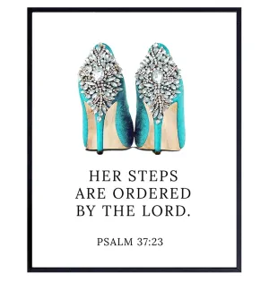 Glam Christian Gifts for Women - Religious Wall Decor - Bible Verses Wall Decor- Holy Scriptures Wall Art - Spiritual Gifts- Inspirational Quotes - Light Blue - Catholic Gifts Women - God Wall Decor