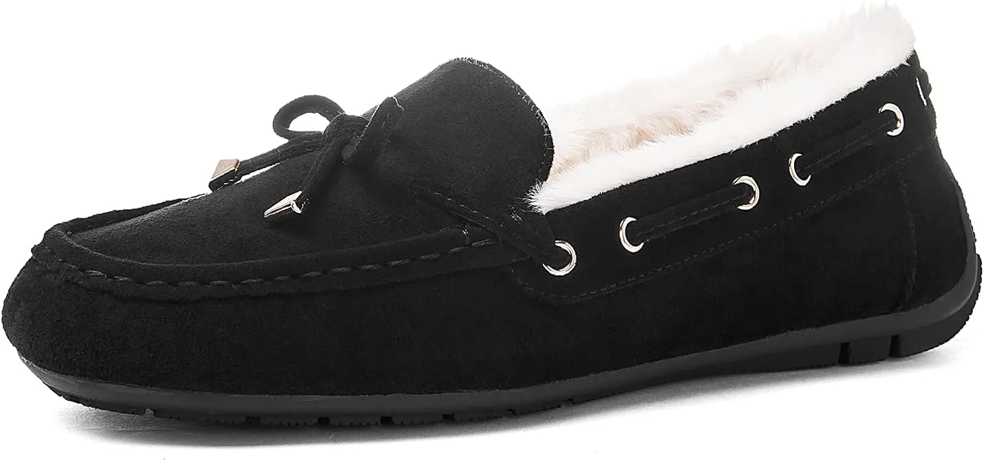 GLOBALWIN Women's Moccasins Shoes Winter Indoor Outdoor Faux Fur Lined Slippers