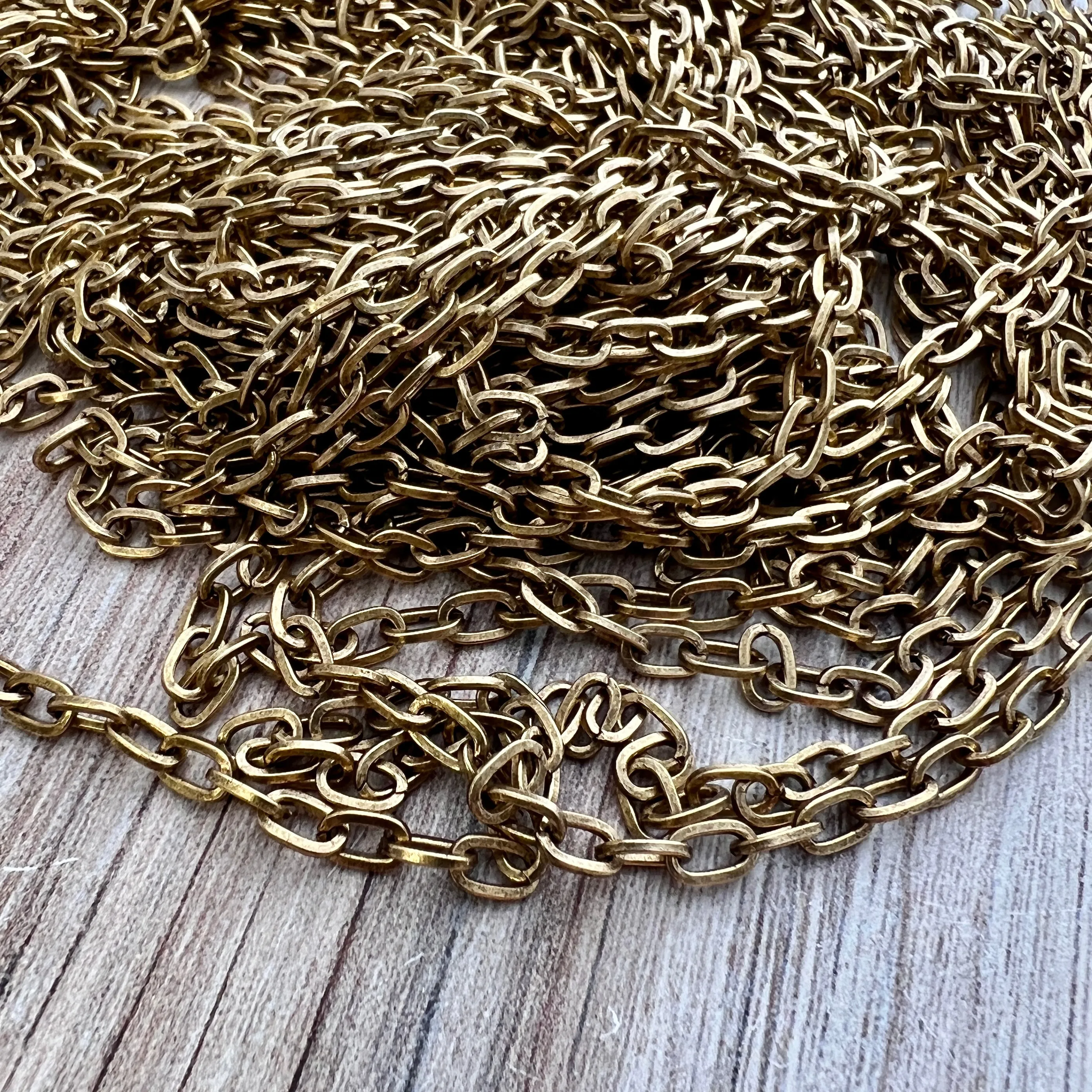 Gold Chain, Flat Oval Link Cable Chain, Jewelry Making Supplies, GL-2044