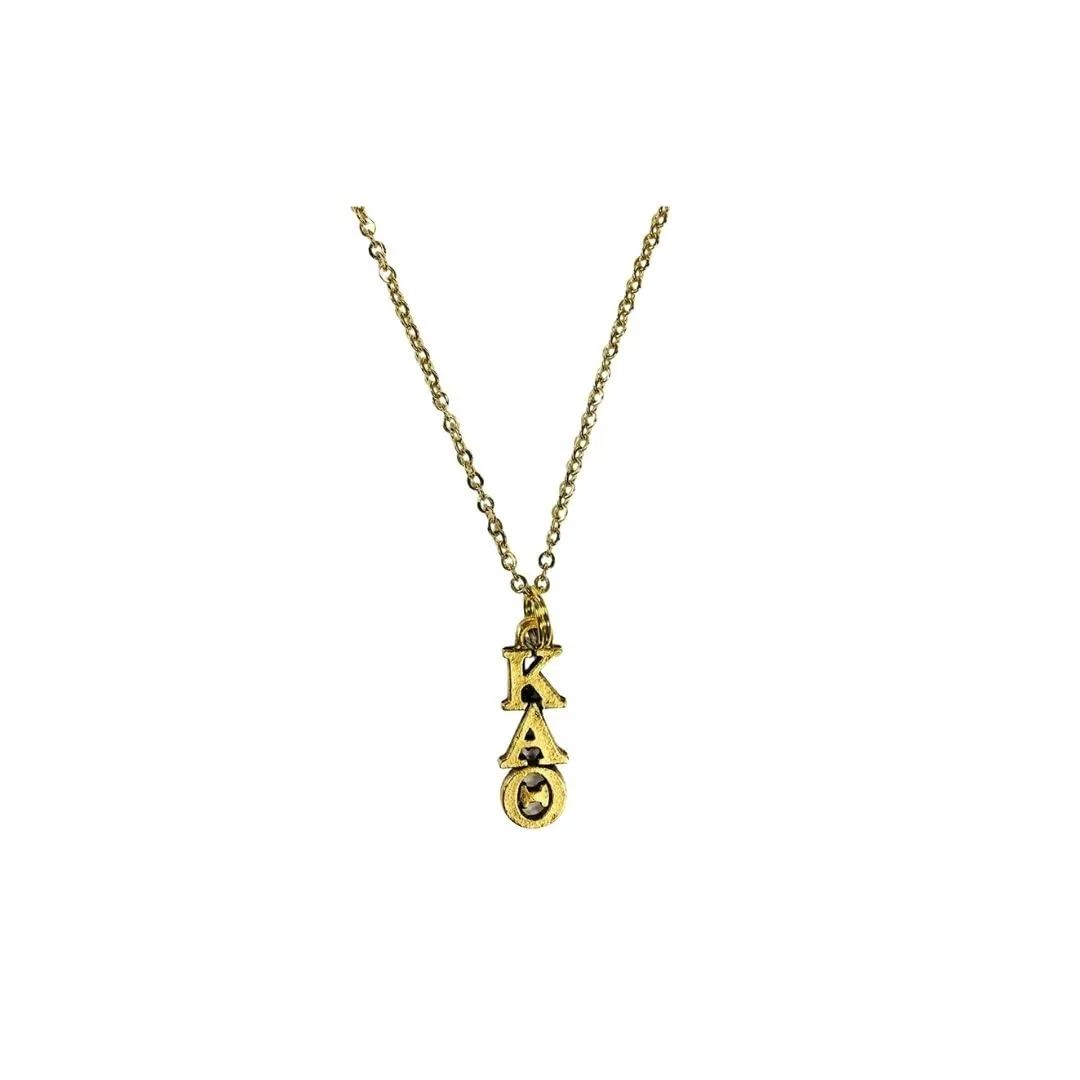 Gold Kappa Alpha Theta KAO Sorority Lavaliere Necklace, 18 inch chain