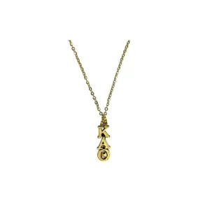 Gold Kappa Alpha Theta KAO Sorority Lavaliere Necklace, 18 inch chain