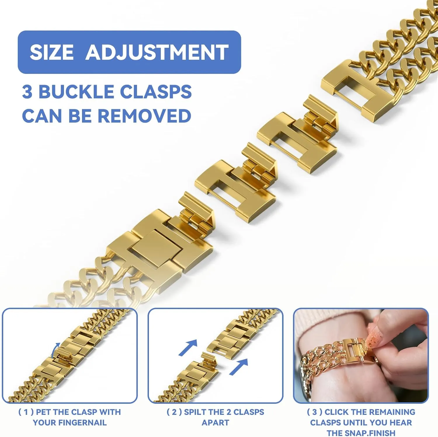 Gold Watch Bands for Women Compatible with Apple Watch Band 38mm 40mm 41mm 42mm 44mm 45mm 46mm 49mm Adjustable Metal Band Cowboy Steel Chain Bracelet for iWatch Series1/2/3/4/5/6/7/8/9/10/SE