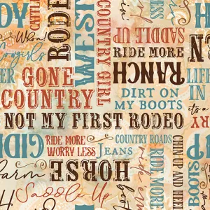 Gone Country by Benartex - Words Multi by the yard 3494