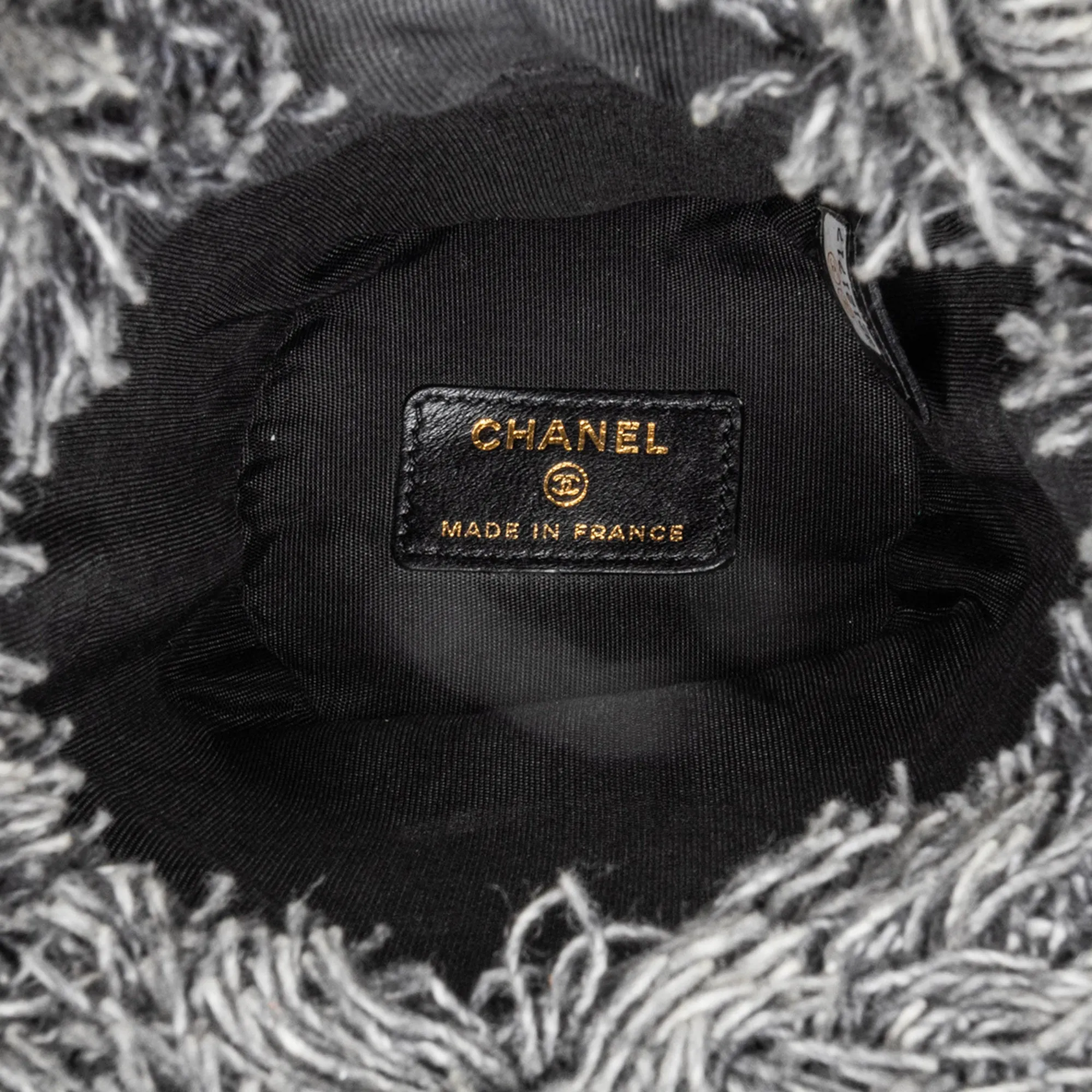 Gray Chanel Mini Denim Mood Bucket with Chain