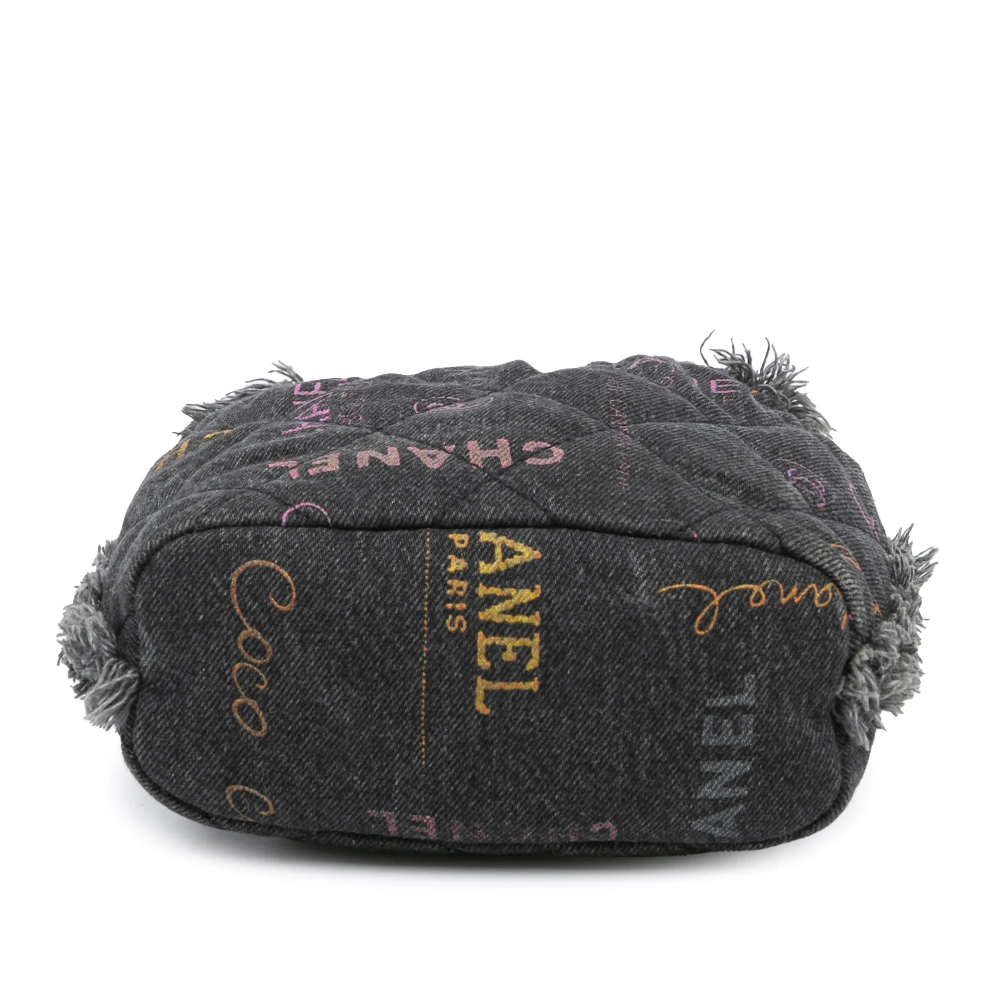 Gray Chanel Small Denim Mood Bucket with Chain