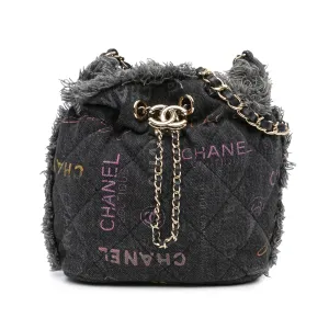 Gray Chanel Small Denim Mood Bucket with Chain