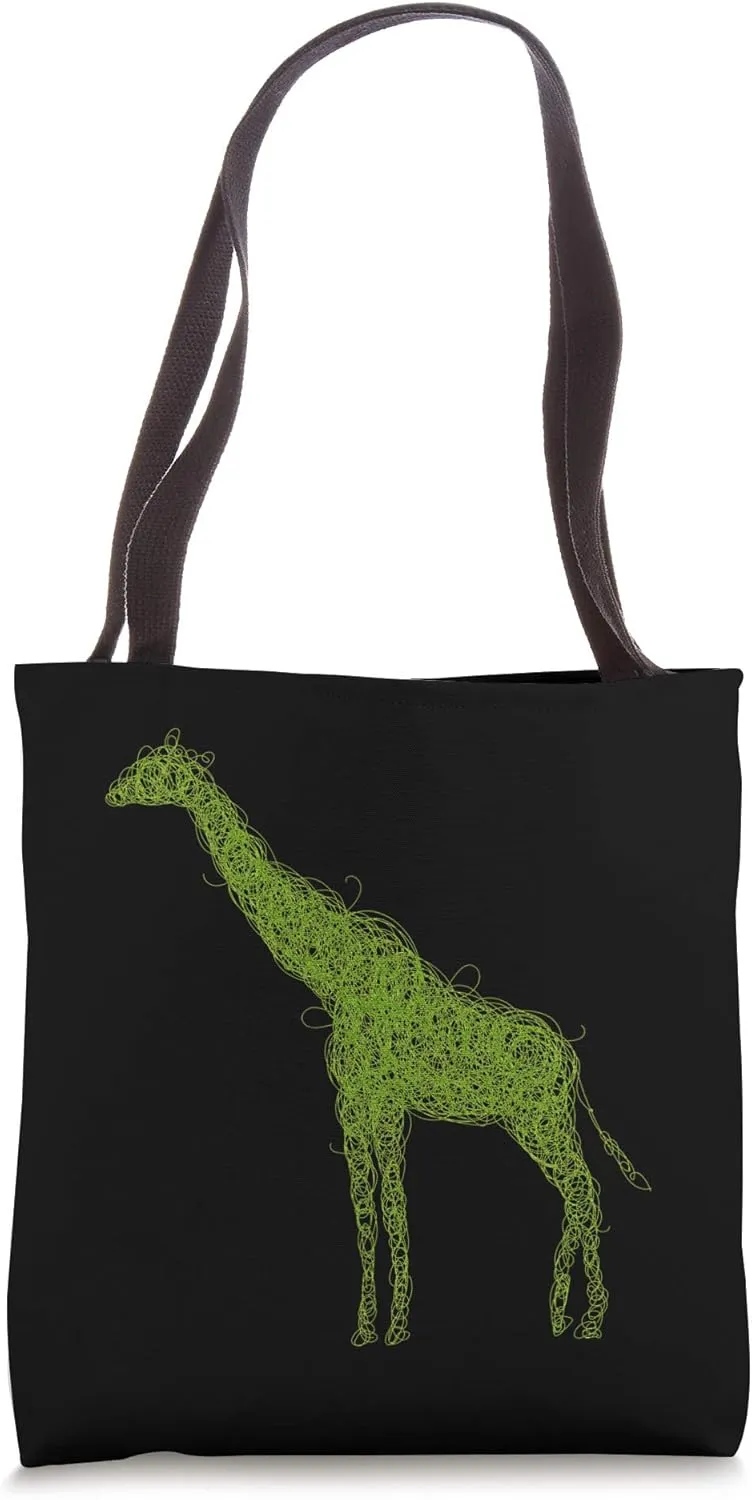 Green Giraffe Abstract Art Animal Silhouette Ecology Tote Bag