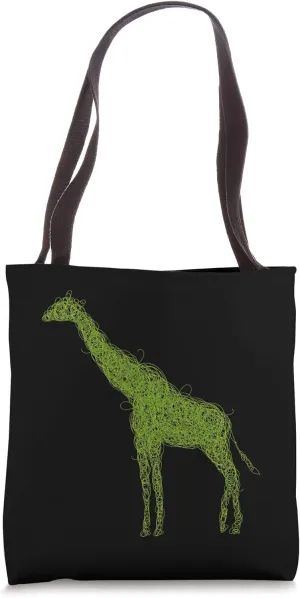 Green Giraffe Abstract Art Animal Silhouette Ecology Tote Bag