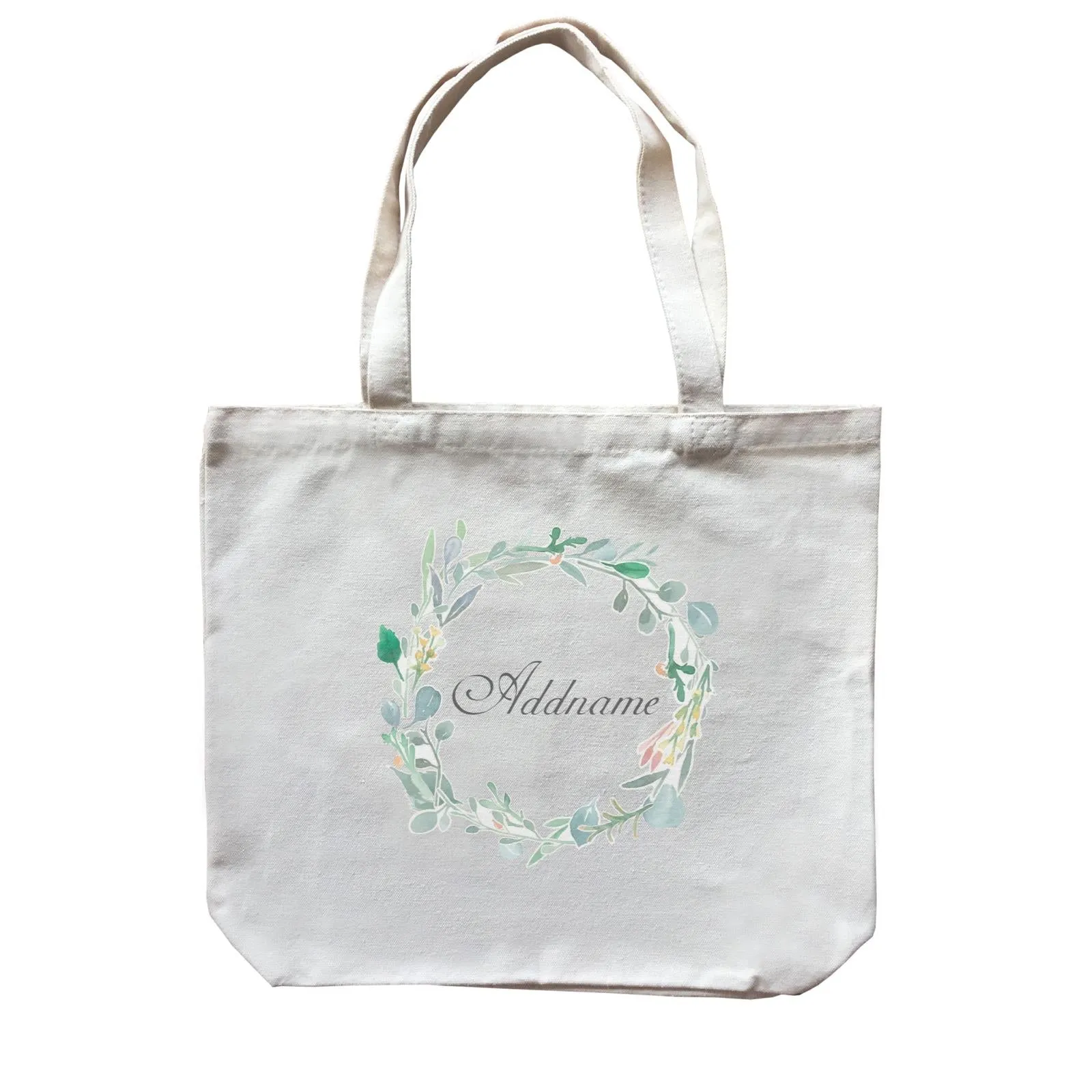 Green Leaf Rustic Wreath Addname Accessories Canvas Bag