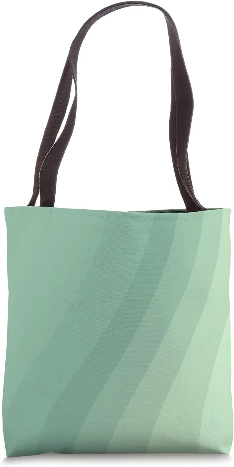 Green Sage Aesthetic 70's Retro Stripes Groovy Warp Muted Tote Bag